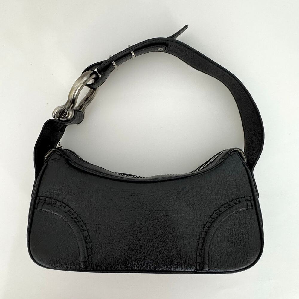 Burberry Horsebit Leather Shoulder Bag Baguette Black with Silver Hardware - Picture 2 of 16